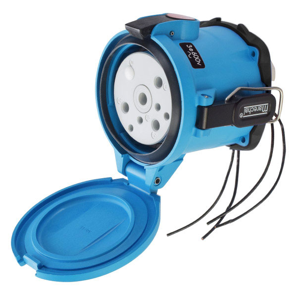 63-94143-264 - DSN150 RECEPTACLE POLY BLUE SIZE 5 TYPE 4X IP 69 3P+G 150A 600 VAC 60 Hz +4 AUX